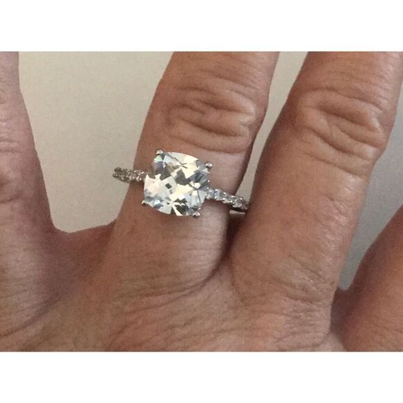 7.83 Ct. Cushion/Round Cut Genuine Diamond Simulant Engagement/Bridal Ring #8 - Picture 4 of 8